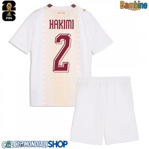 Maglie da calcio Marocco Achraf Hakimi #2 Seconda Maglia Bambino Mondiali 2026  Manica Corta + Pantaloni corti)